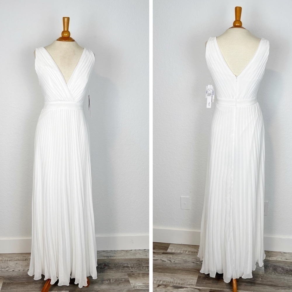 AQUA CHIFFON MAXI EVENING DRESS - Picture 2 of 9